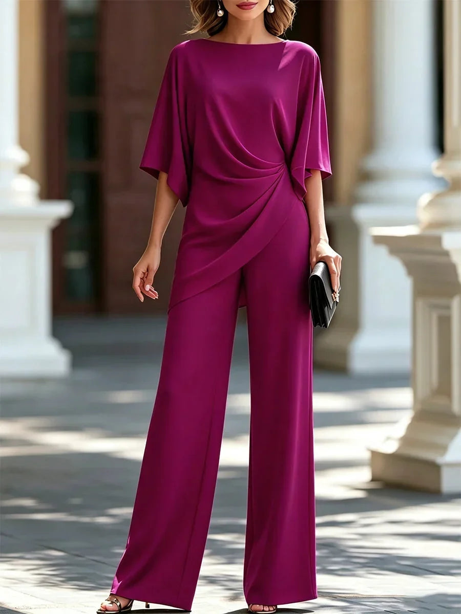 Gabrielle | Ensemble Blouse Drapée et Pantalon Large