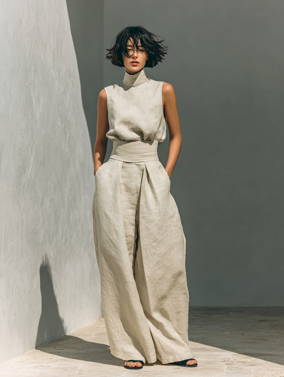 Eulalie | Ensemble Blouse Sans Manches et Pantalon Large