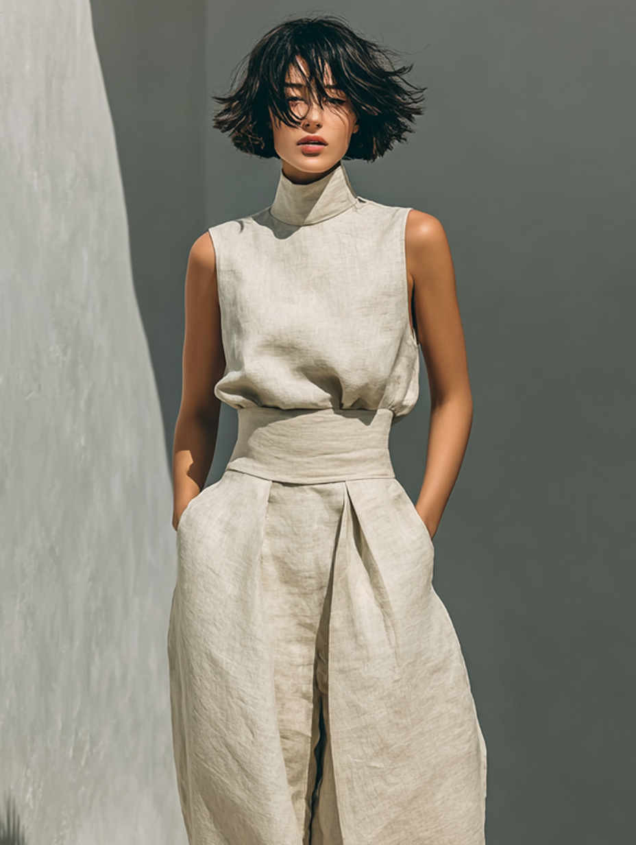 Eulalie | Ensemble Blouse Sans Manches et Pantalon Large