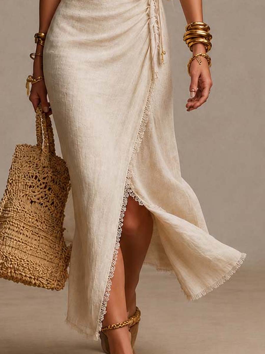 Clémence | Robe Midi avec Décolleté Croisé
