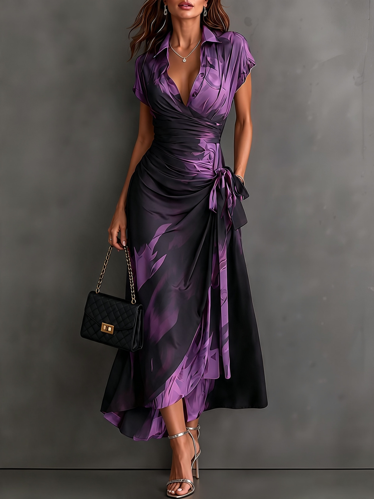 Victorine | Robe Portefeuille Imprimée Rouge et Noir