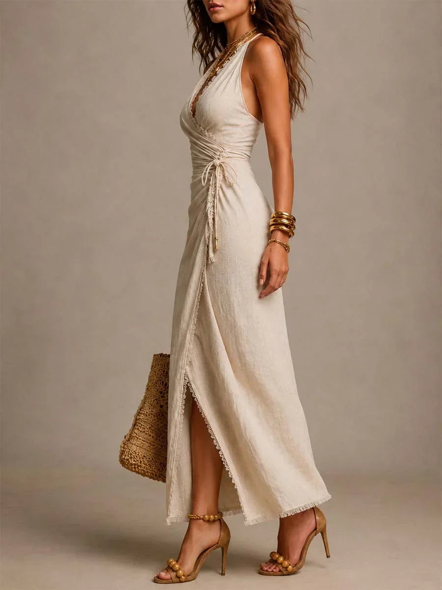 Tatiana | Robe Naturelle à Décolleté Croisé