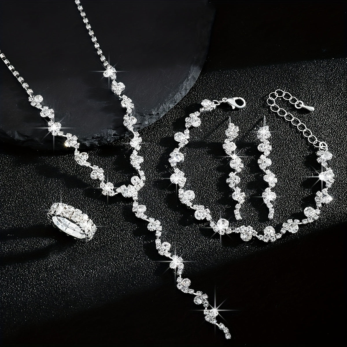 Valentine | Set Bijoux Fleur Étincelante Haut de Gamme