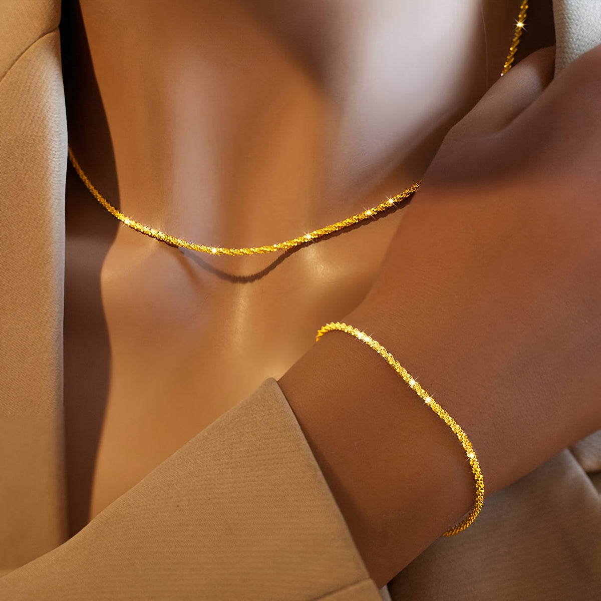 Lucie | Set Collier & Bracelet Scintillant Minimaliste