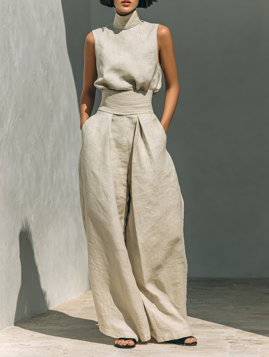 Eulalie | Ensemble Blouse Sans Manches et Pantalon Large