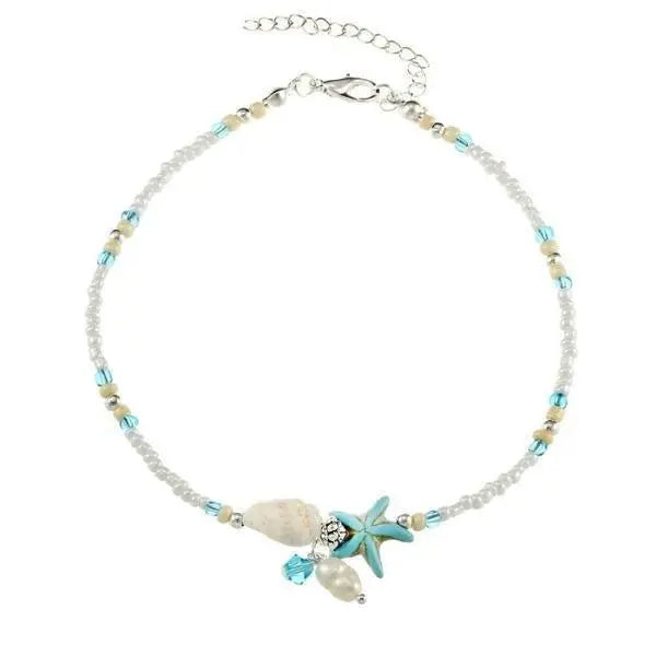 Coralie | Bracelet de Cheville Étoile et Coquillage aux Pierres Naturelles