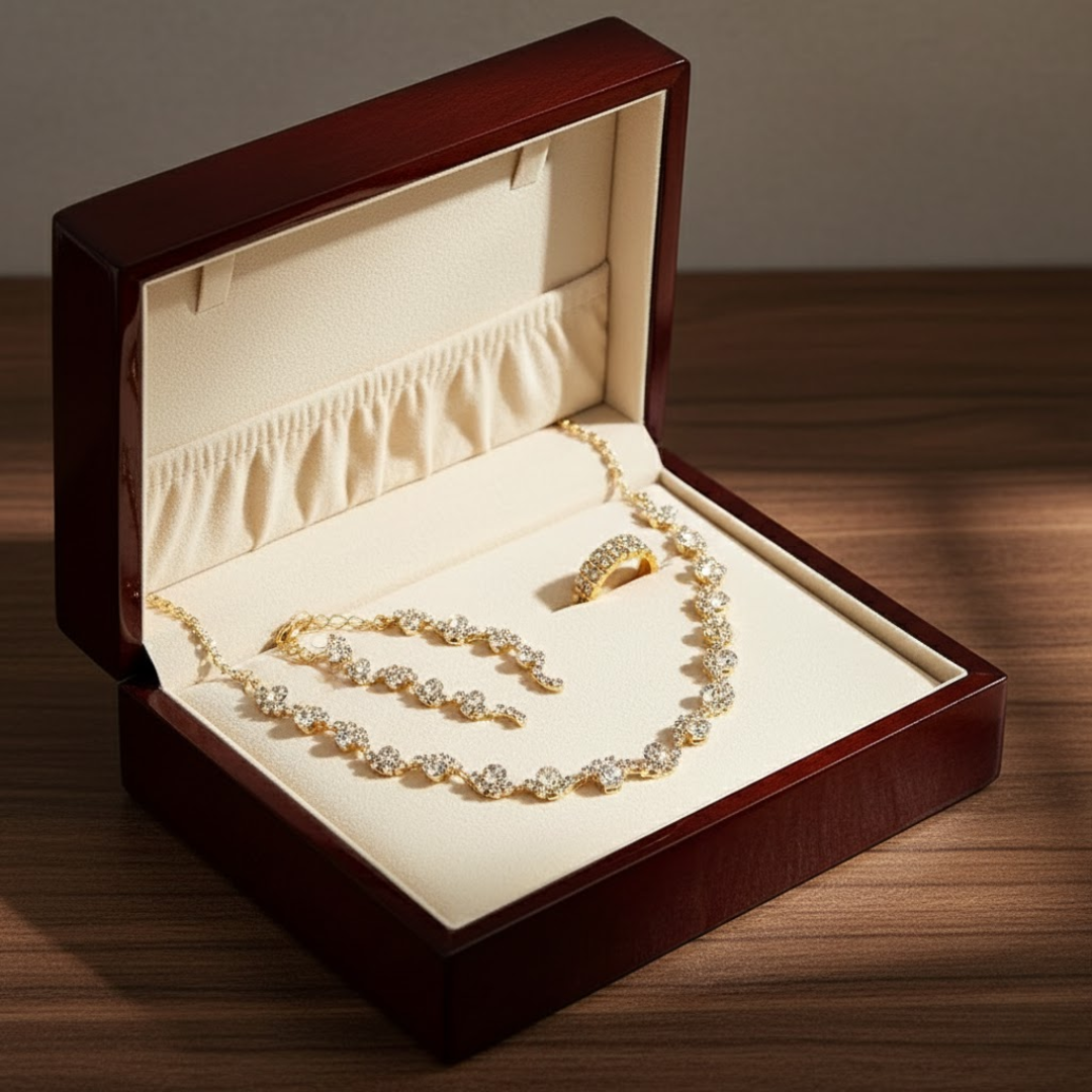 Valentine | Set Bijoux Fleur Étincelante Haut de Gamme