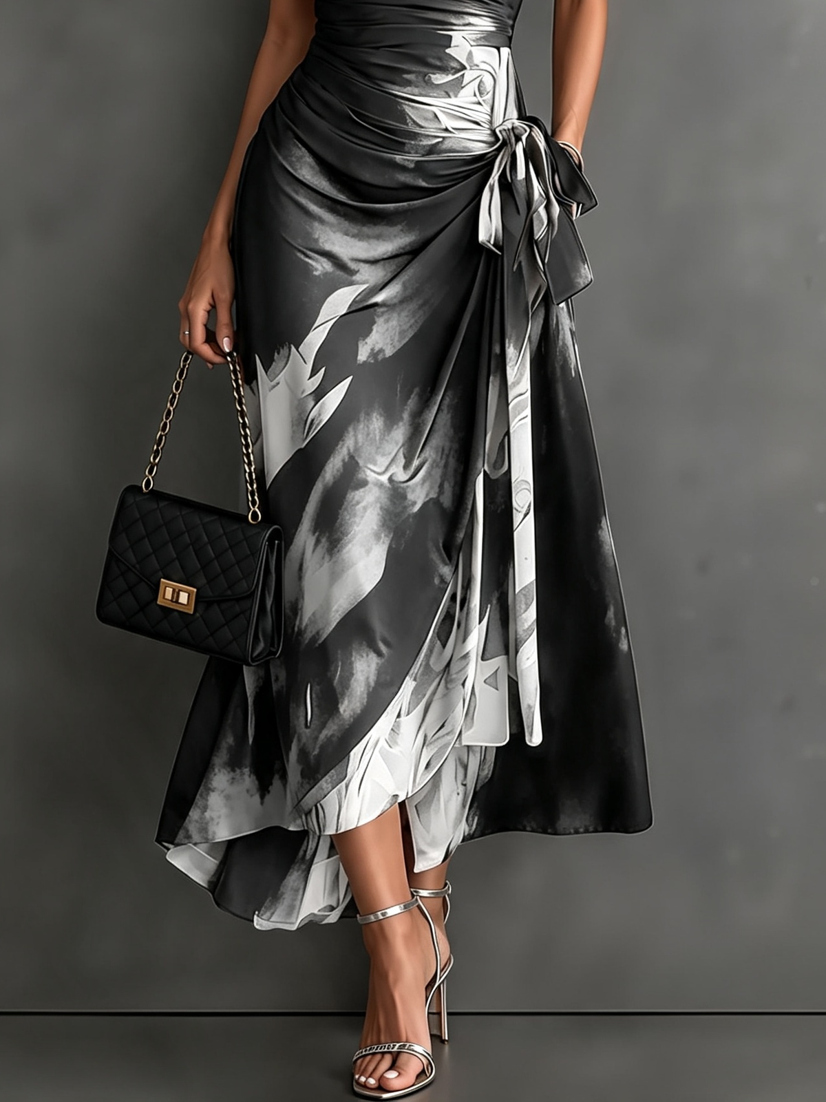 Victorine | Robe Portefeuille Imprimée Rouge et Noir