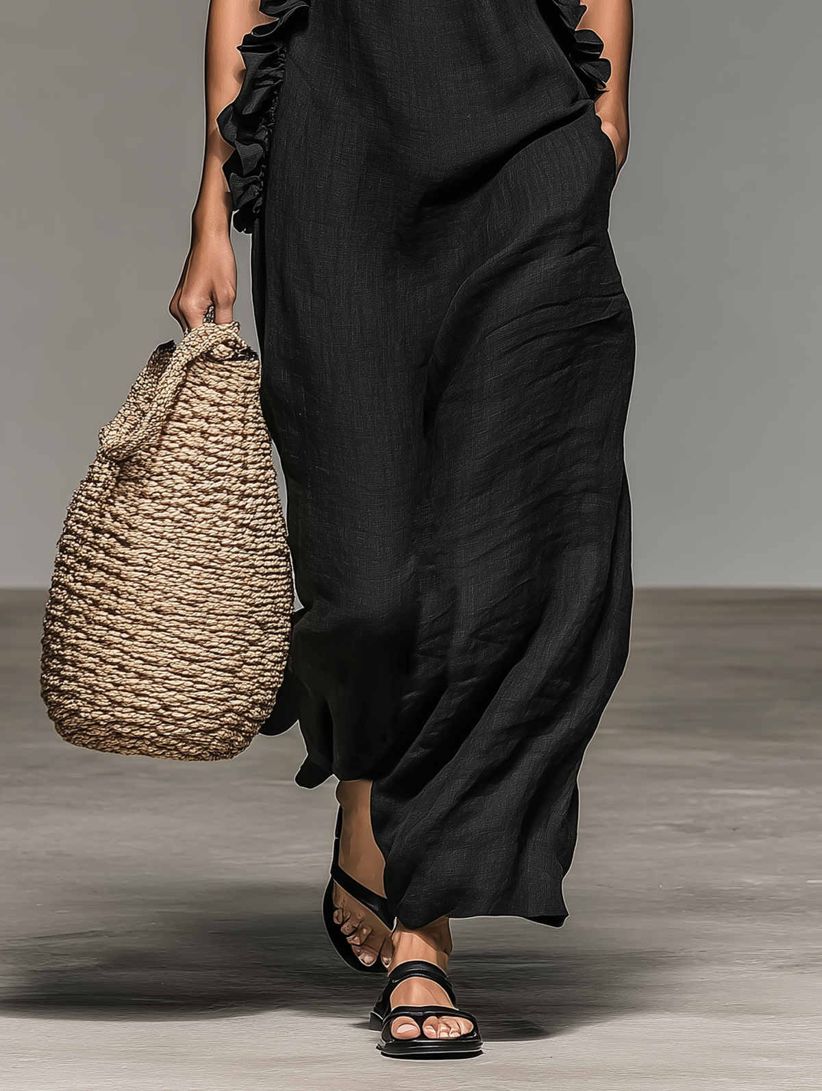 Honorine | Robe Maxi Sans Manches à Détails de Volants