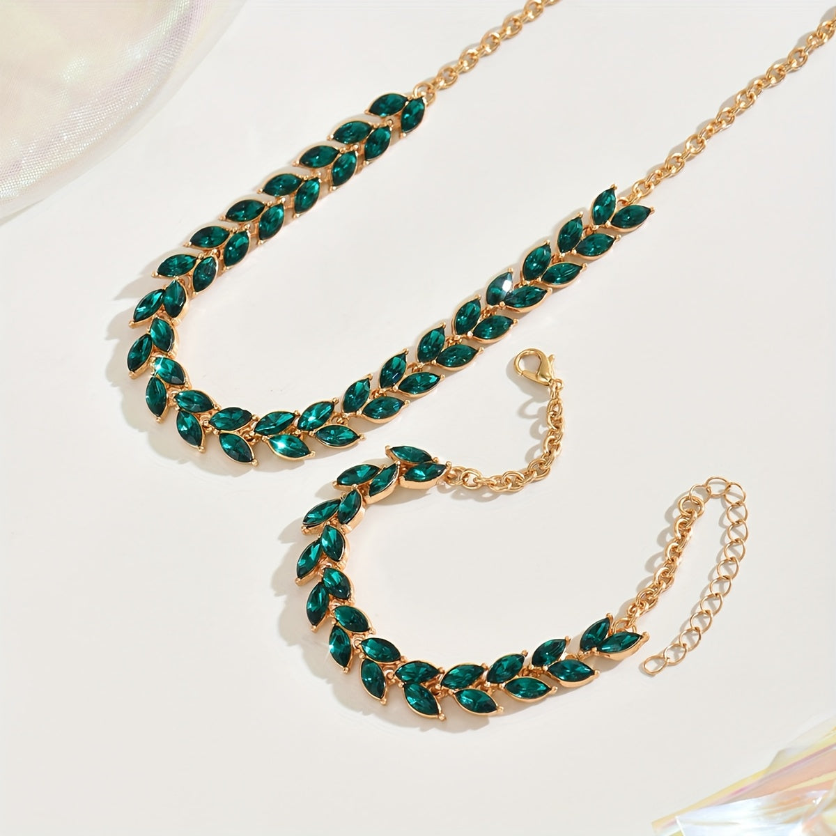 Émeraude | Duo Collier & Bracelet Cristal Vert