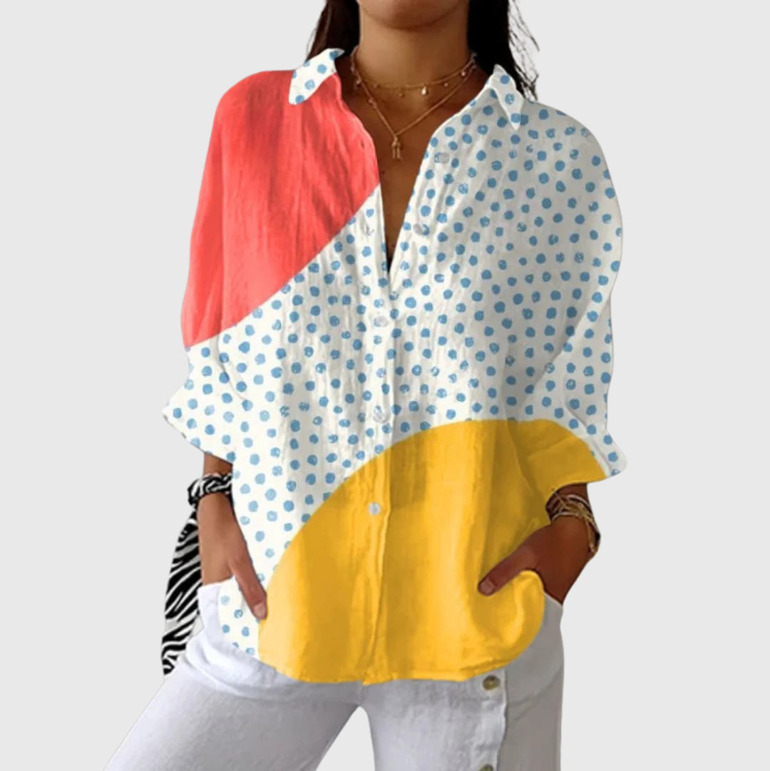 Zélie | Blouse à Motifs Rouge et Jaune