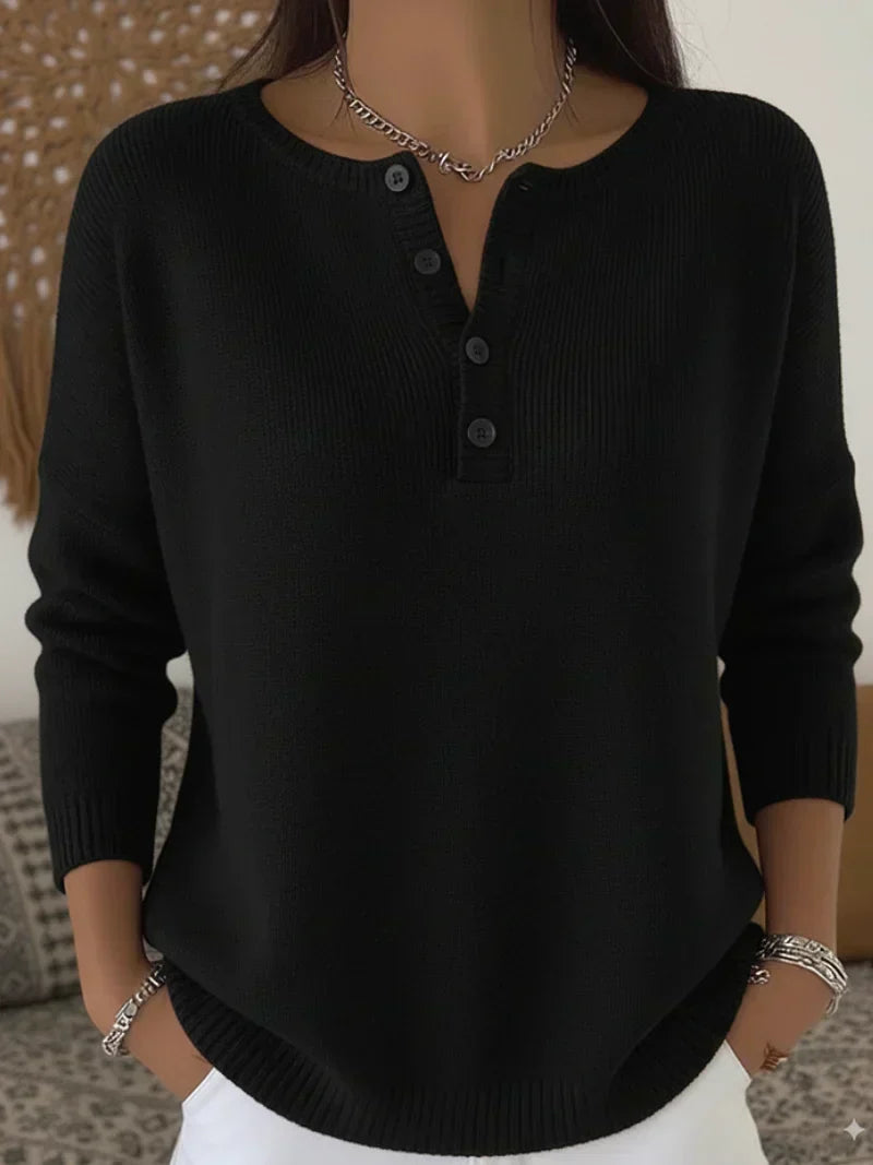 Hélène | Pull Henley Boutonné