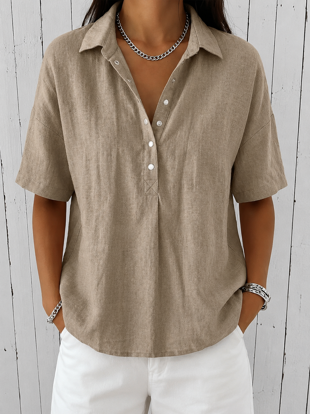 Ève | Blouse à Col et Boutons