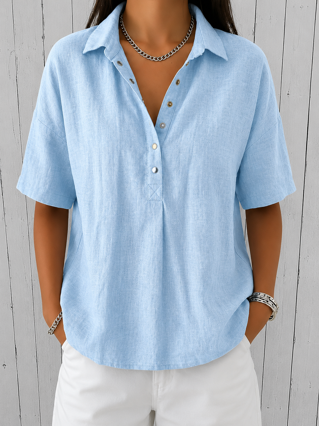 Ève | Blouse à Col et Boutons