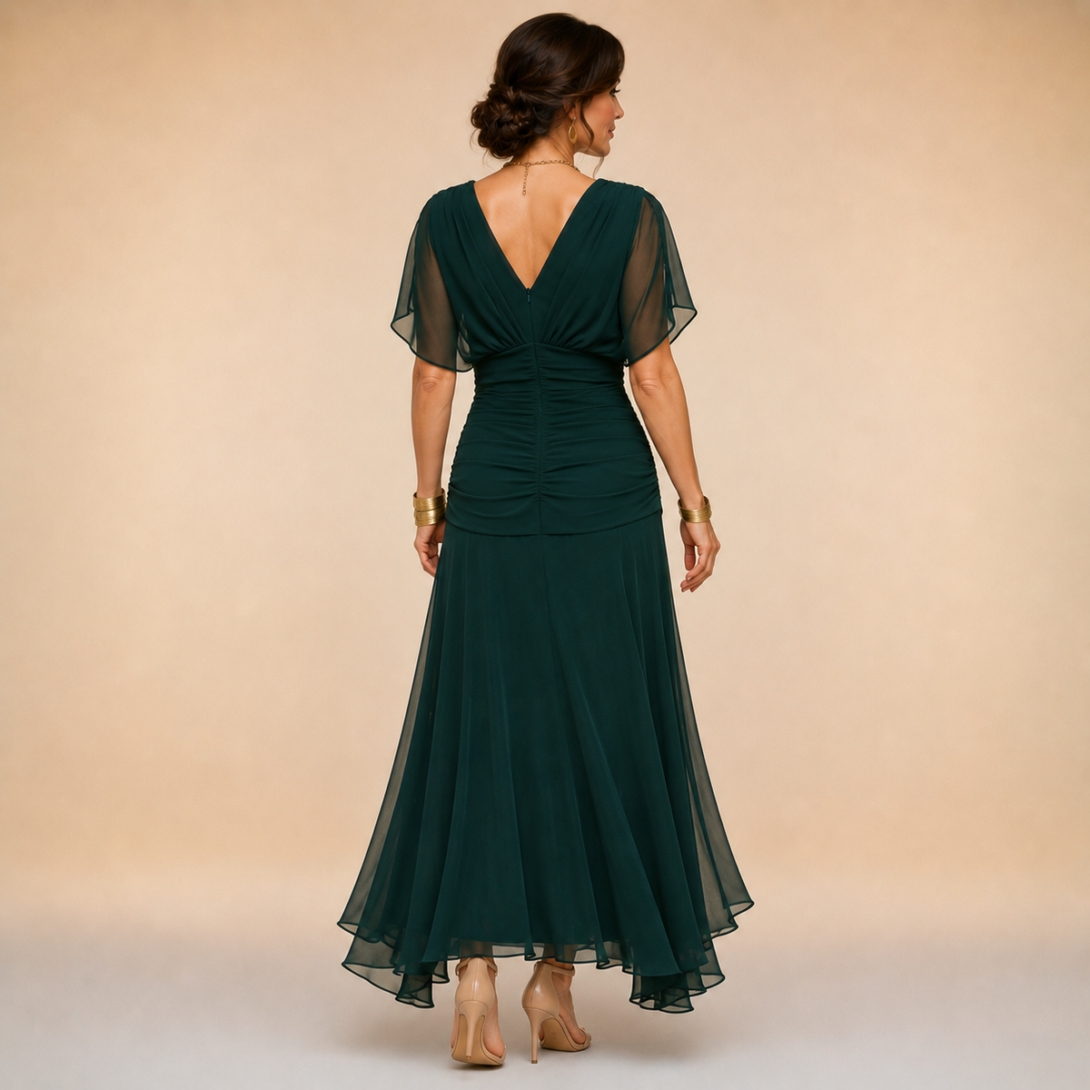 Émilie | Robe Longue de Soirée Drapée Col en V