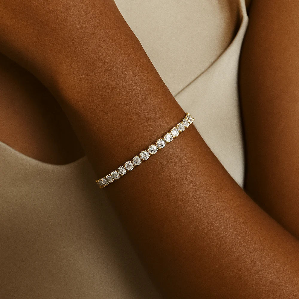 Aurore | Bracelet Tennis Doré en Moissanite