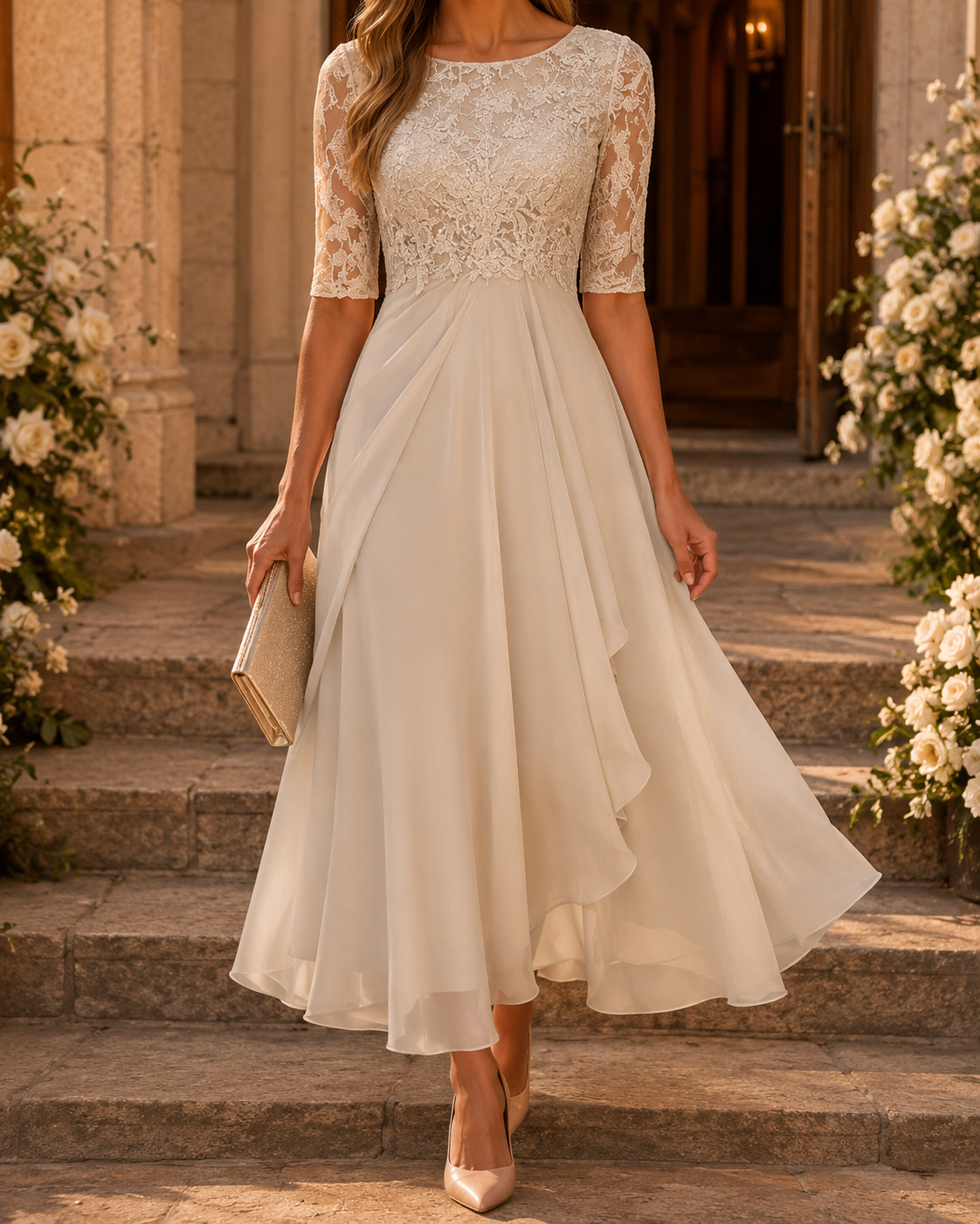 Rose | Robe Midi Flatteuse