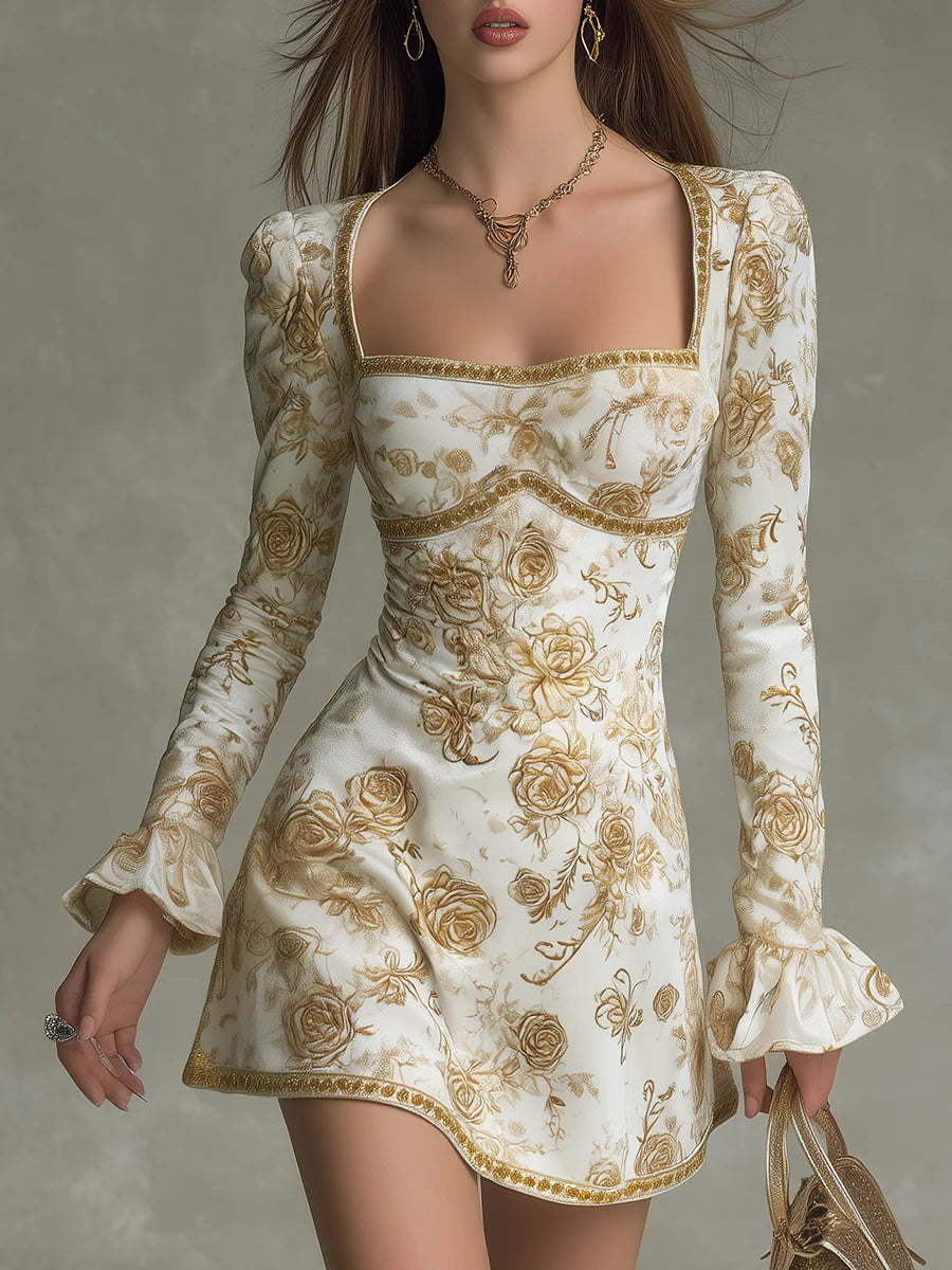 Rosalinde | Mini Robe à Imprimé Roses Vintage