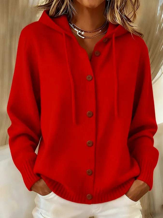 Brigitte | Cardigan Sweat à Capuche Boutonné Cocooning