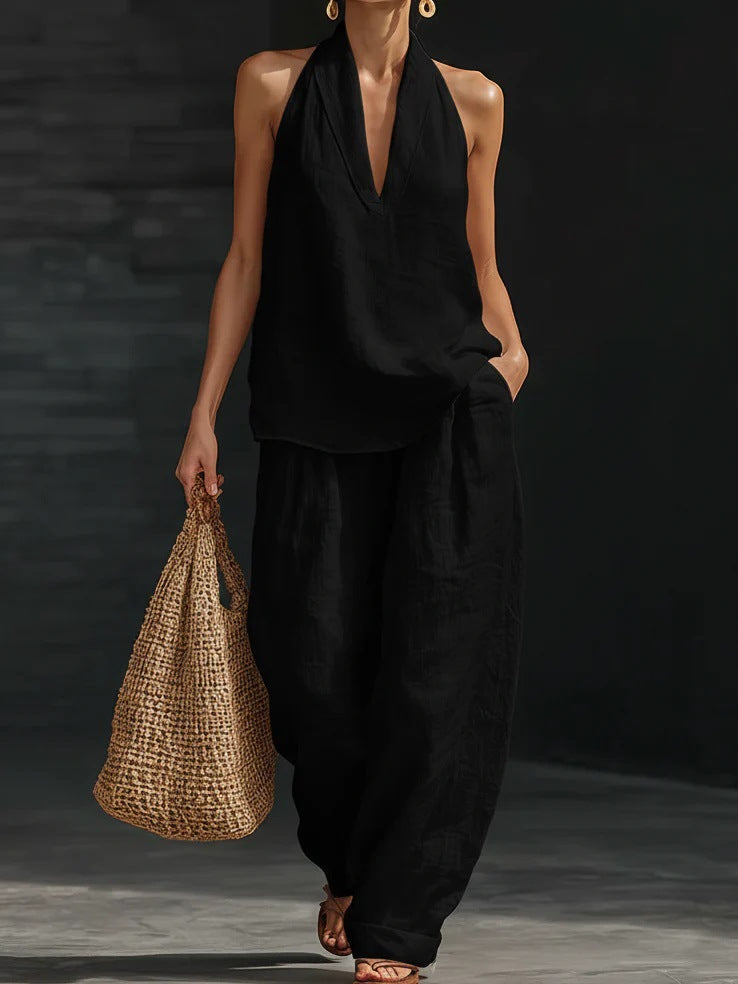 Nathalie – Ensemble sans manches et pantalon large