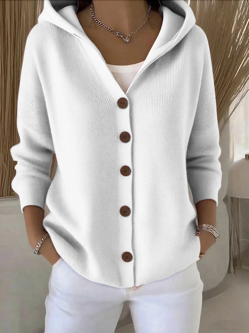 Adrienne | Cardigan à Capuche Boutonné