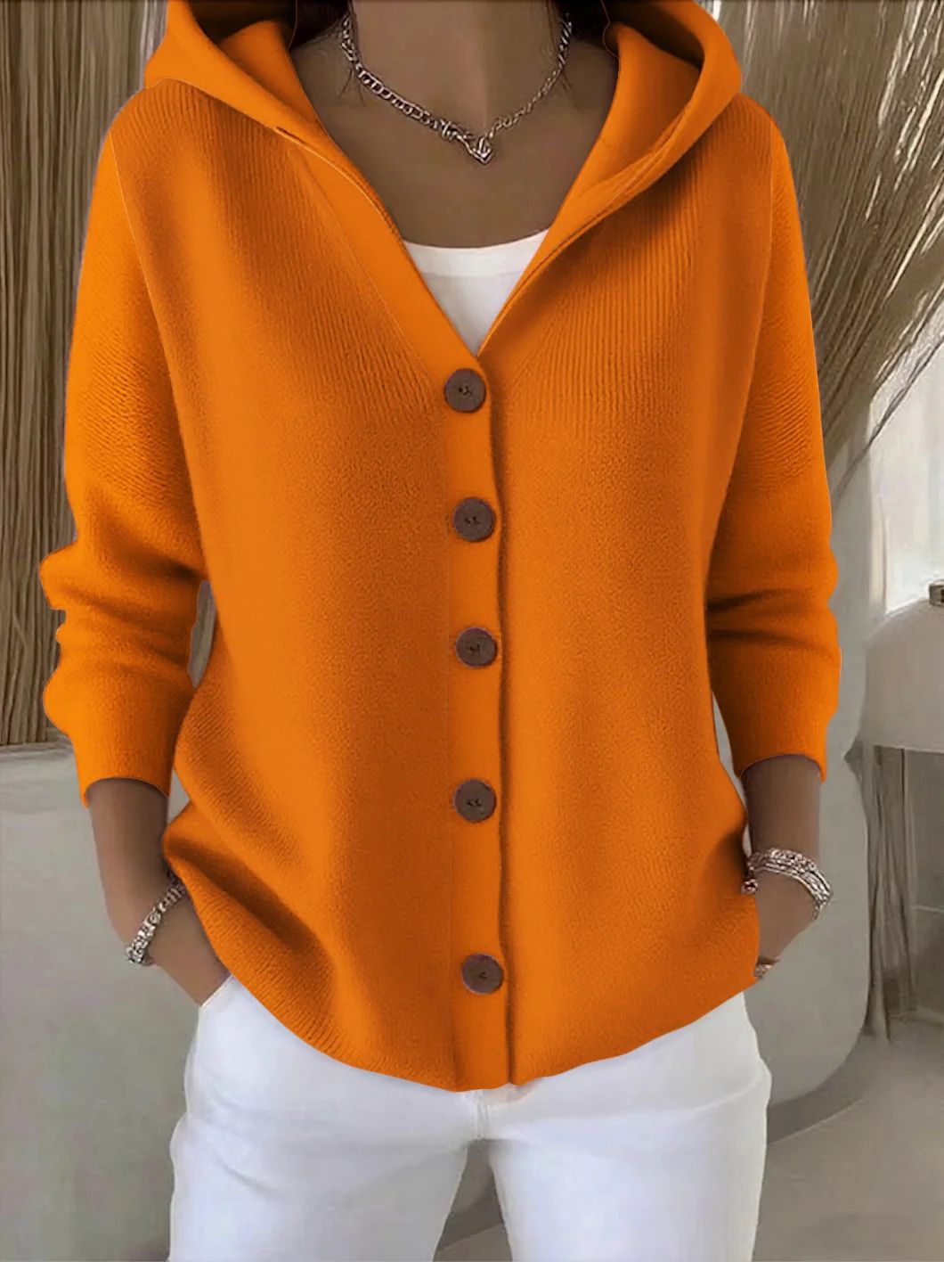 Adrienne | Cardigan à Capuche Boutonné