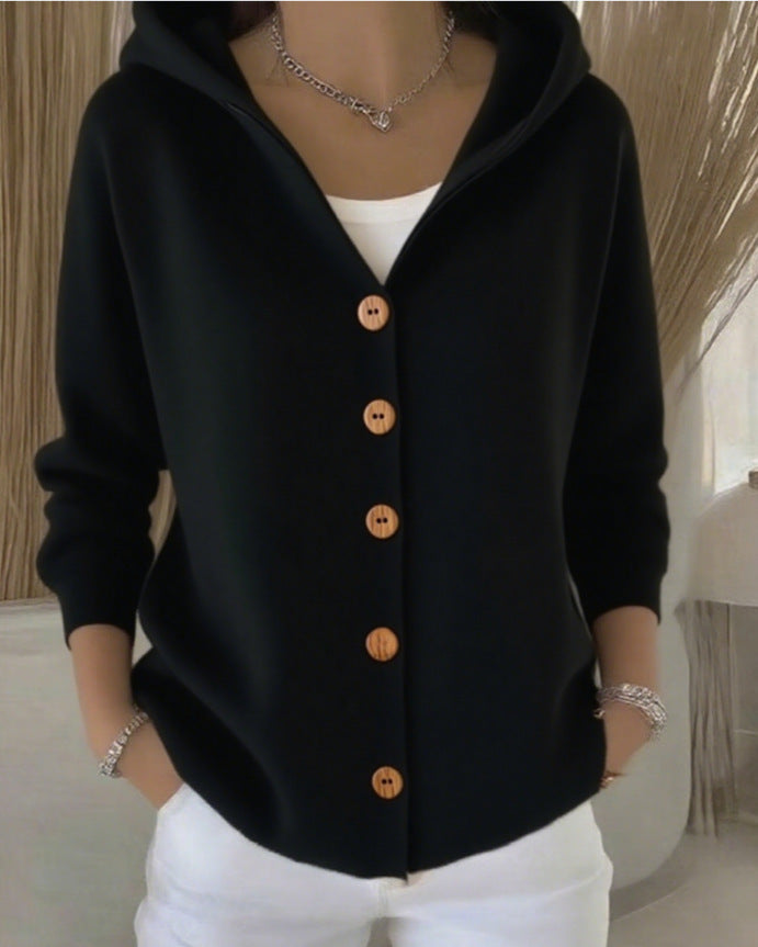 Adrienne | Cardigan à Capuche Boutonné