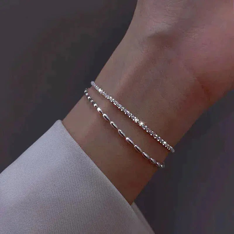 Éléonore | Set de Bracelets Argentés aux Détails de Zircon