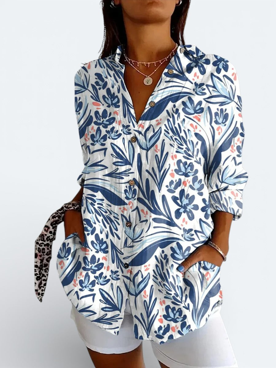 Valérie | Blouse Artistique Vive à Boutons