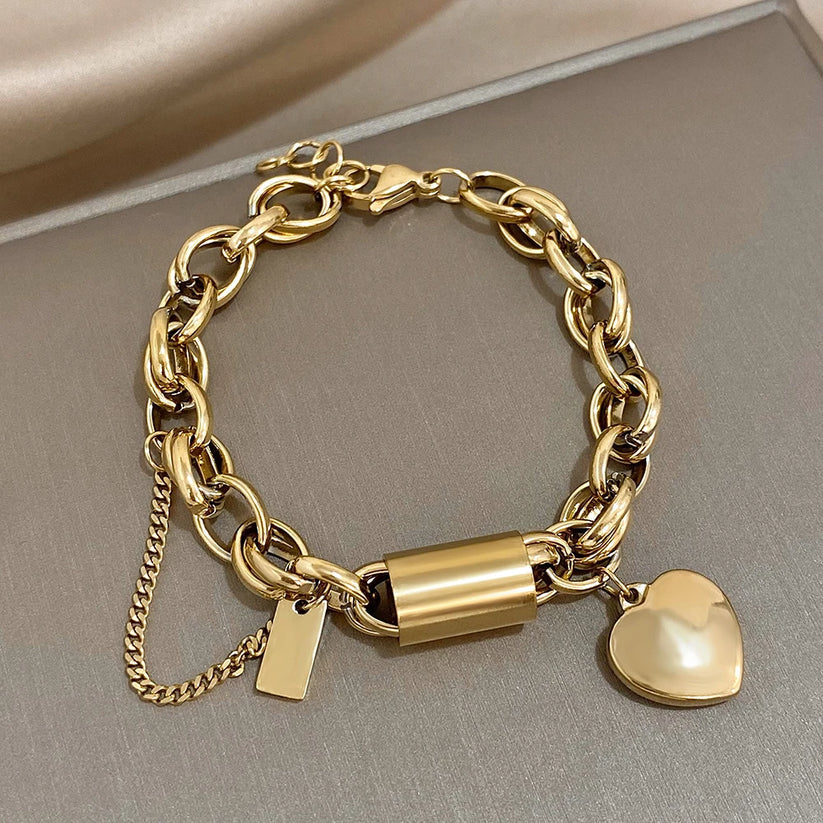 Juliette | Bracelet Chaîne Dorée Cœur