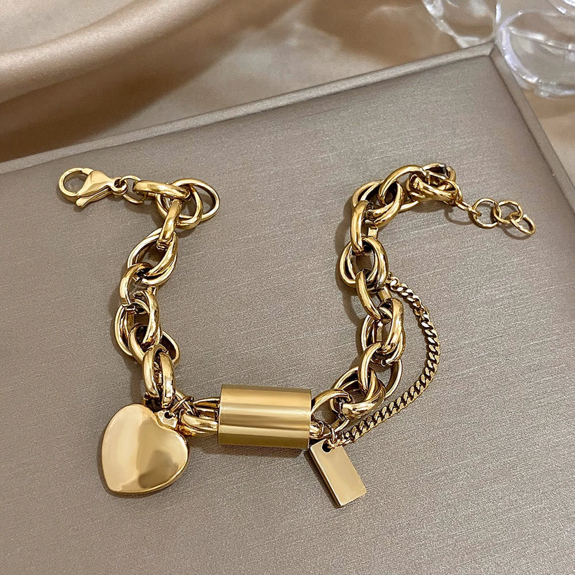 Juliette | Bracelet Chaîne Dorée Cœur