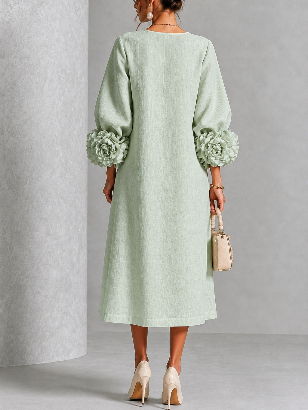 Sabine | Robe Boutonnée Fleurie Vert Sauge