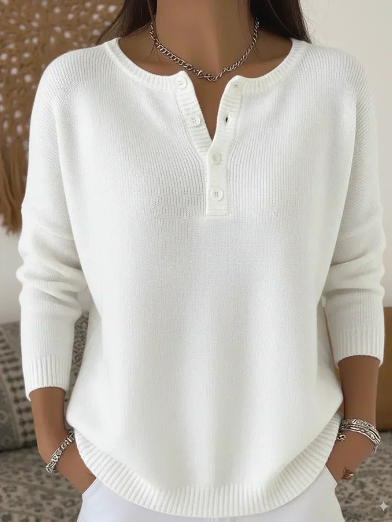 Hélène | Pull Henley Boutonné