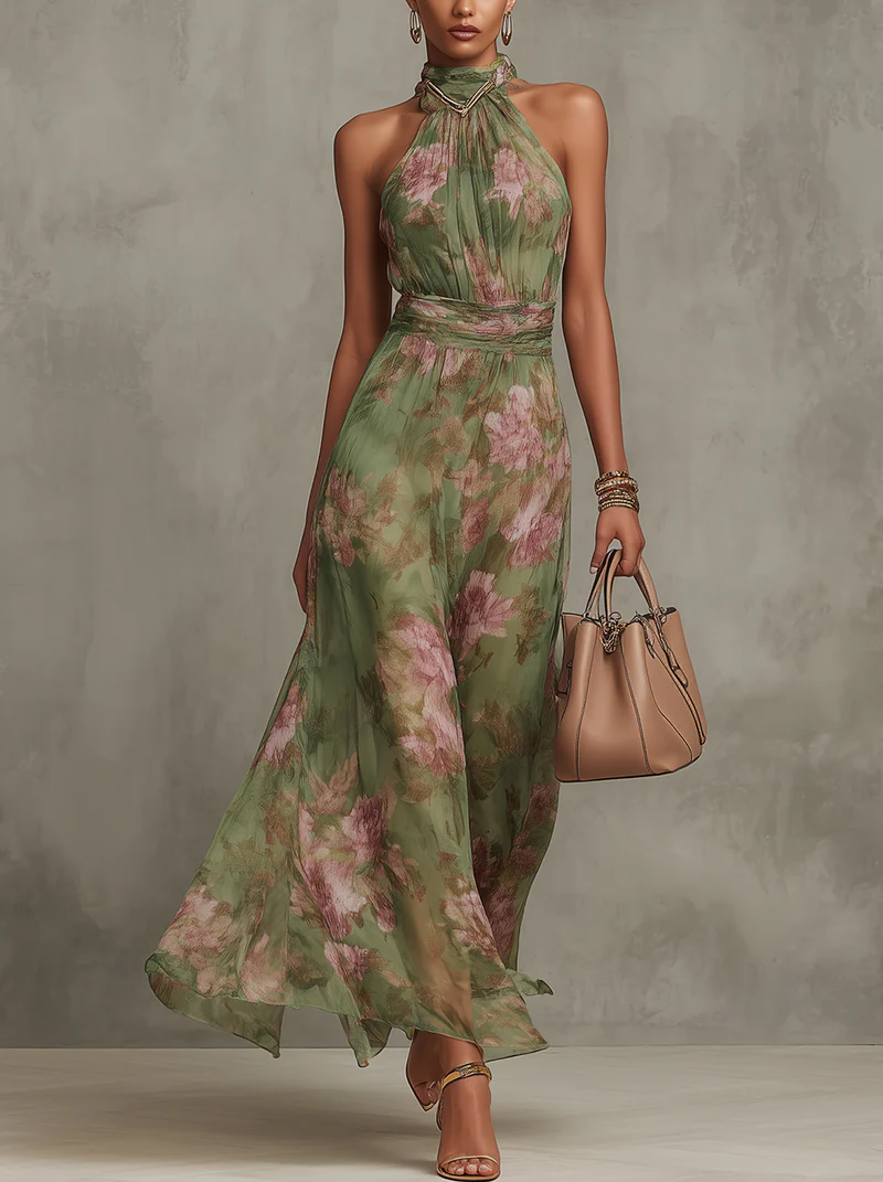 Serena | Robe maxi fleurie à emmanchure américaine