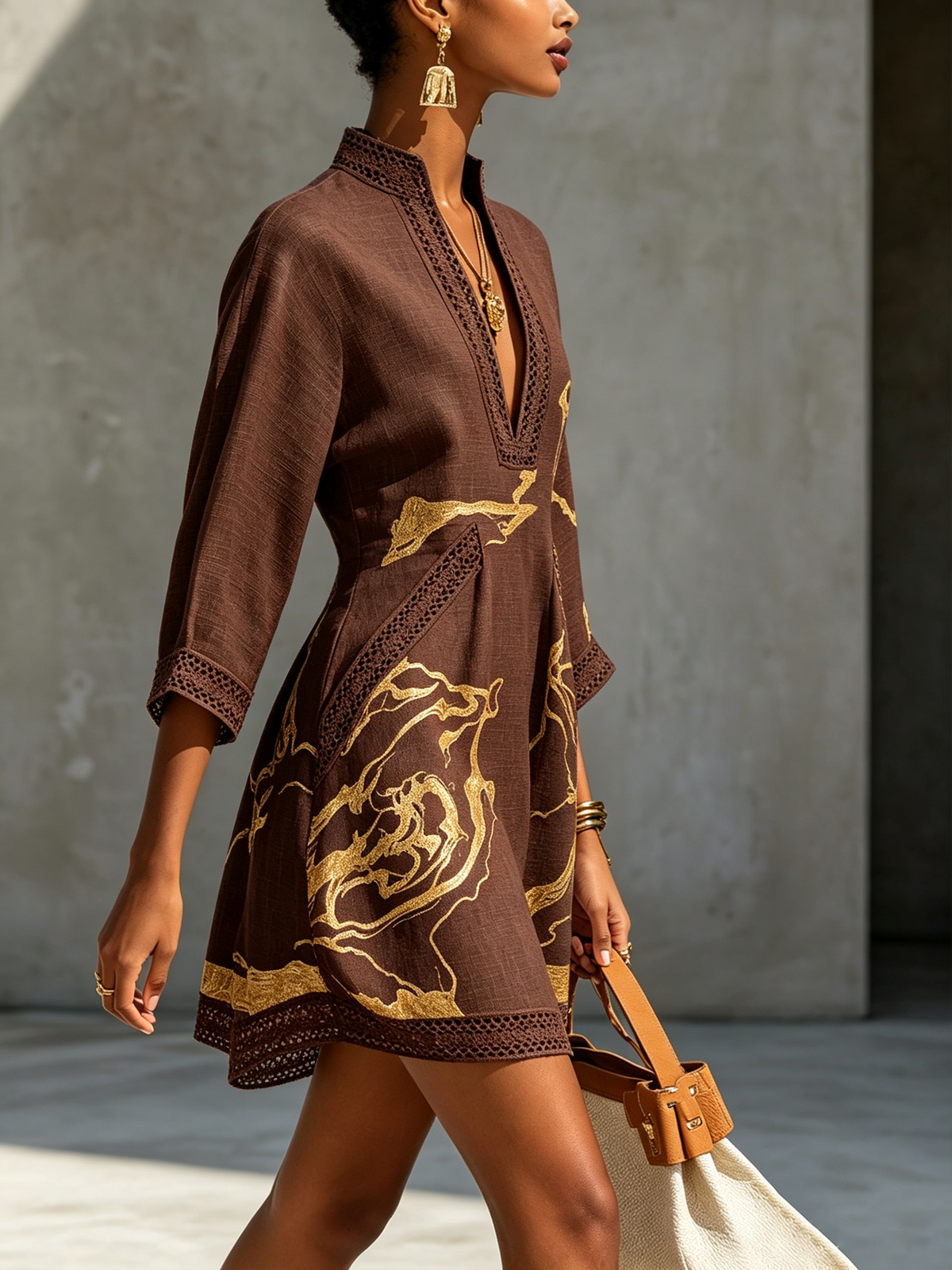 Aube | Mini Robe Noire et Dorée
