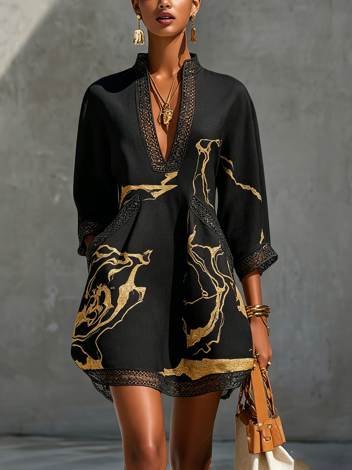 Aube | Mini Robe Noire et Dorée