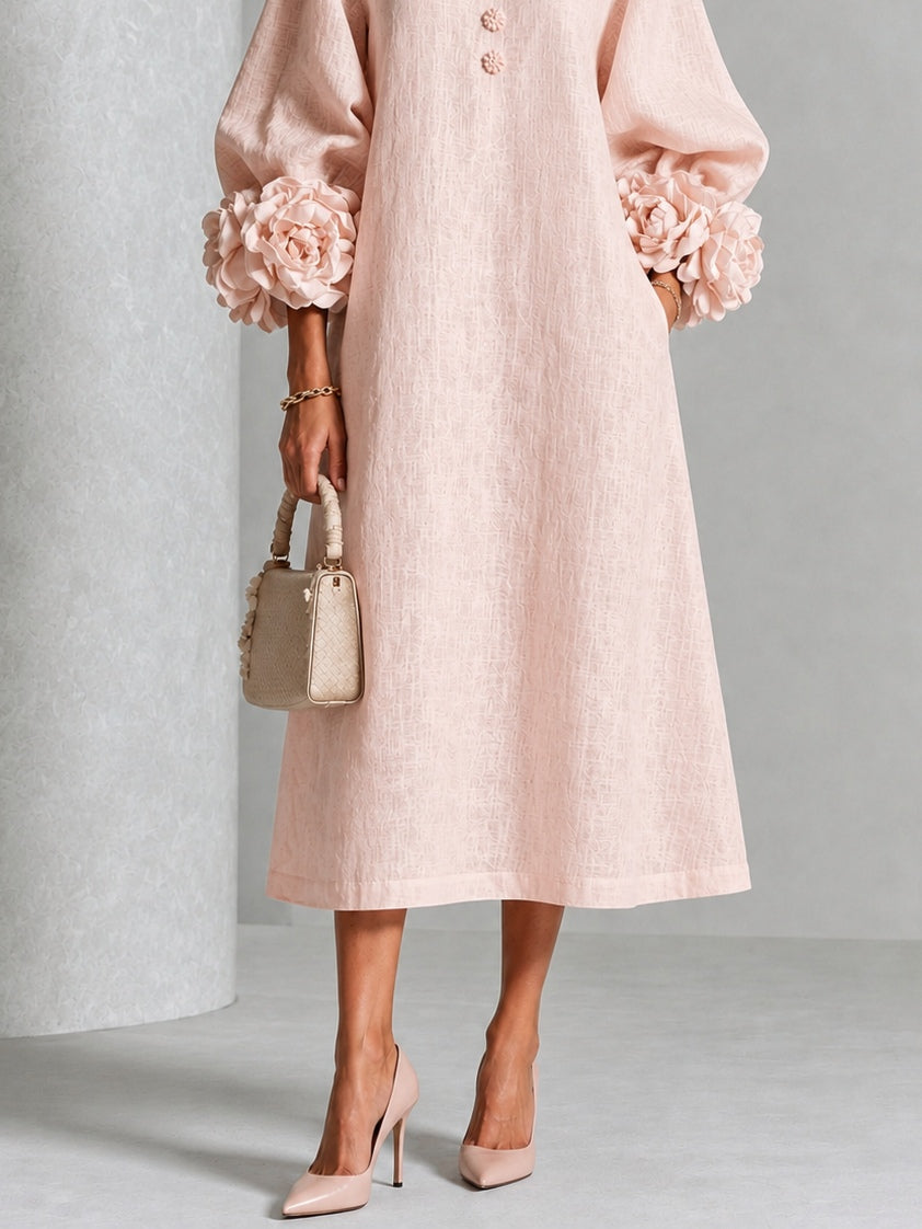 Rosalie | Robe Boutonnée Fleurie Rose