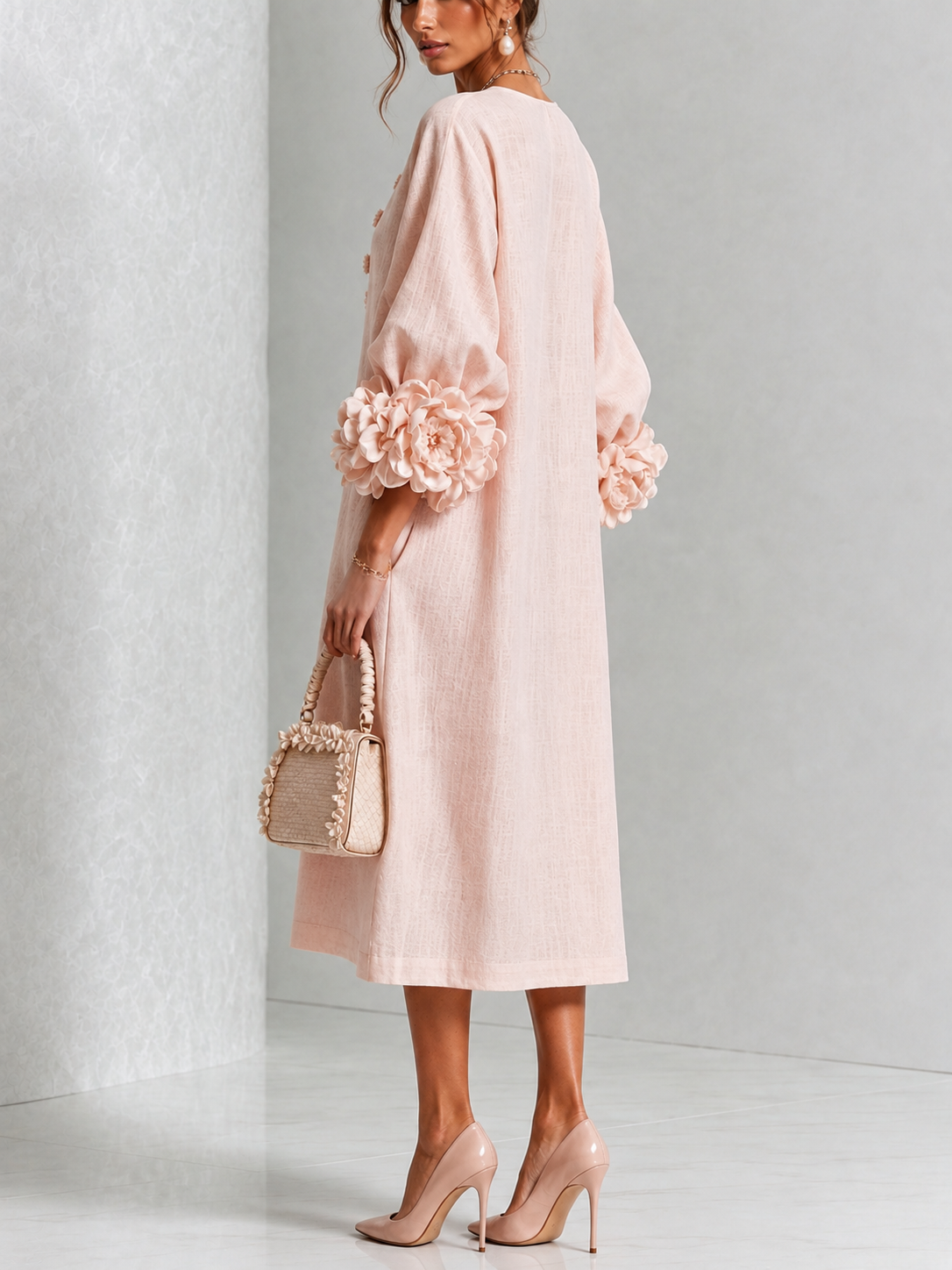 Rosalie | Robe Boutonnée Fleurie Rose