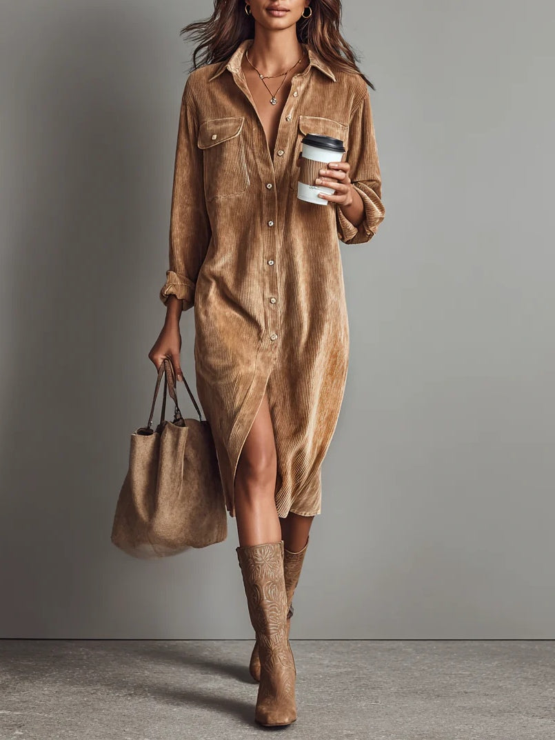 Estelle | Robe Midi Côtelée