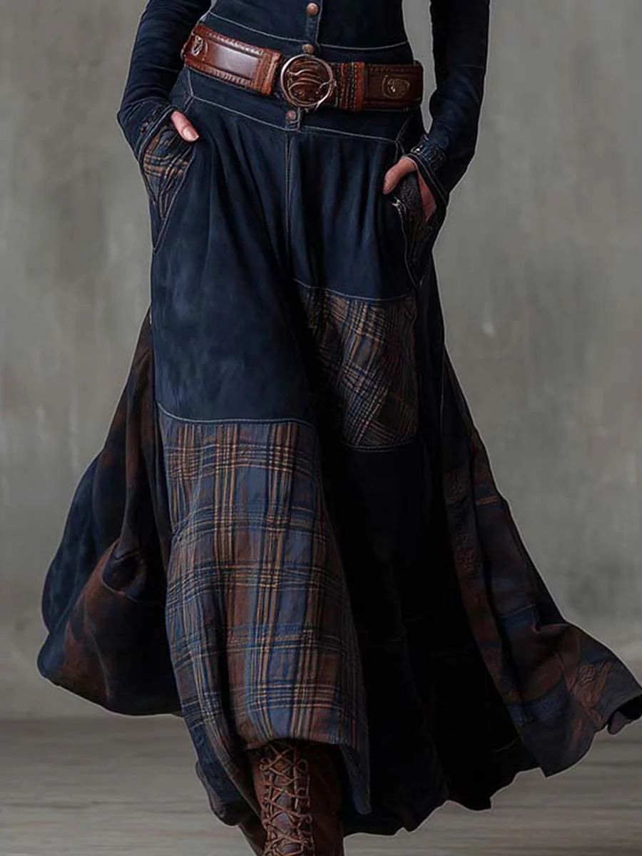 Livia | Robe longue ceinturée à carreaux