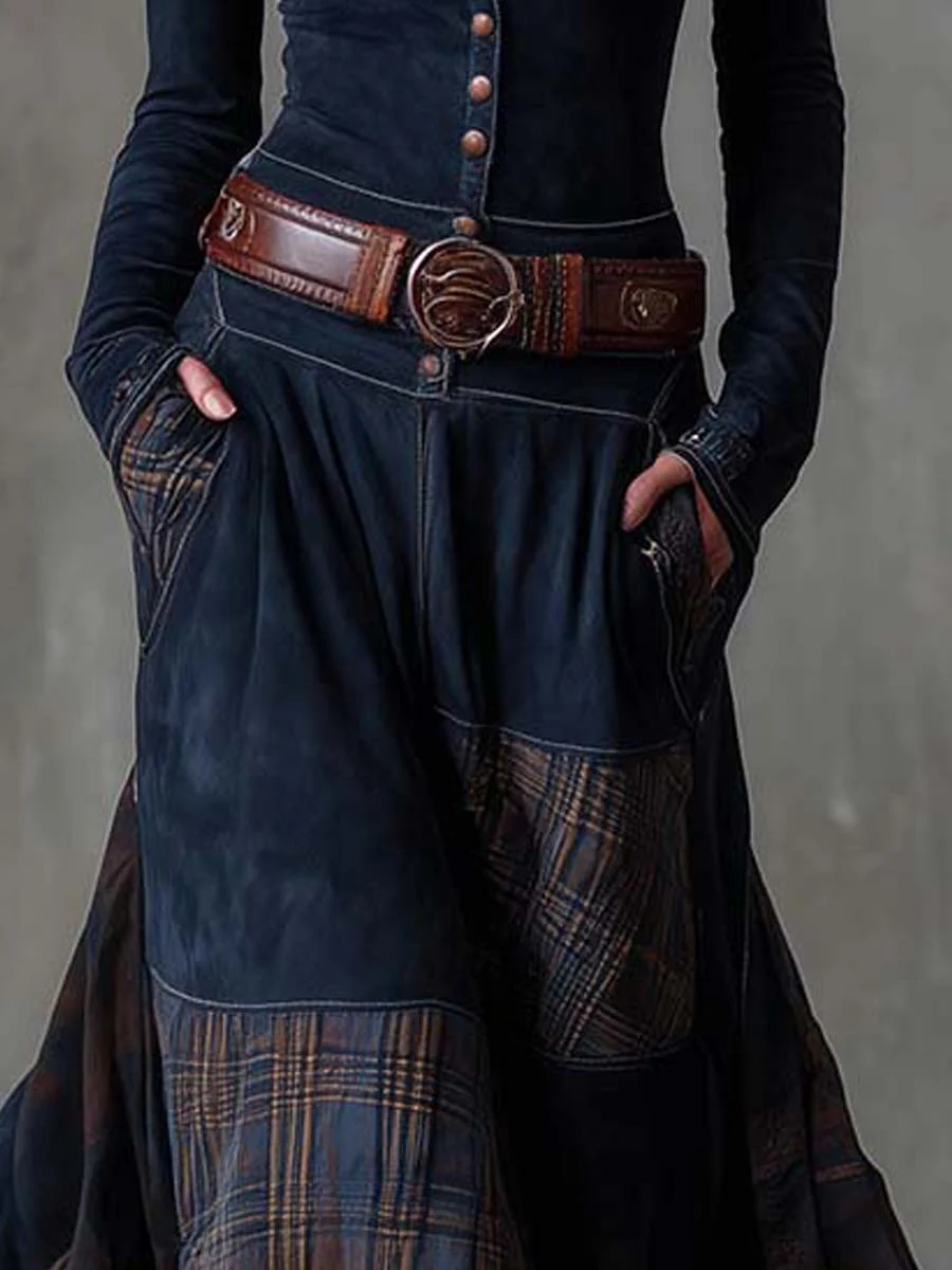 Livia | Robe longue ceinturée à carreaux