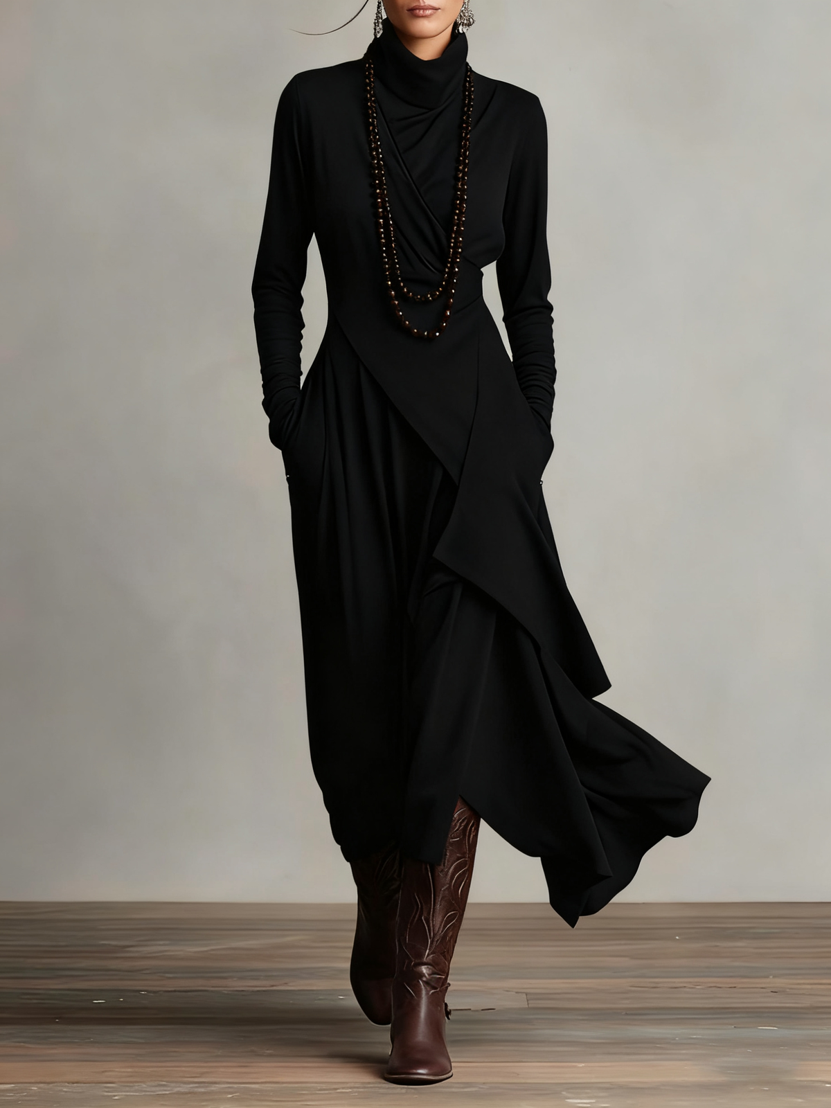 Iris | Robe Maxi Violette Asymétrique Plissée