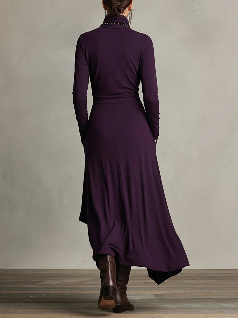 Iris | Robe Maxi Violette Asymétrique Plissée