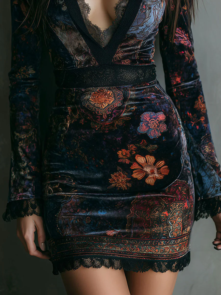 Iris | Mini Robe Ajustée à Imprimé Floral