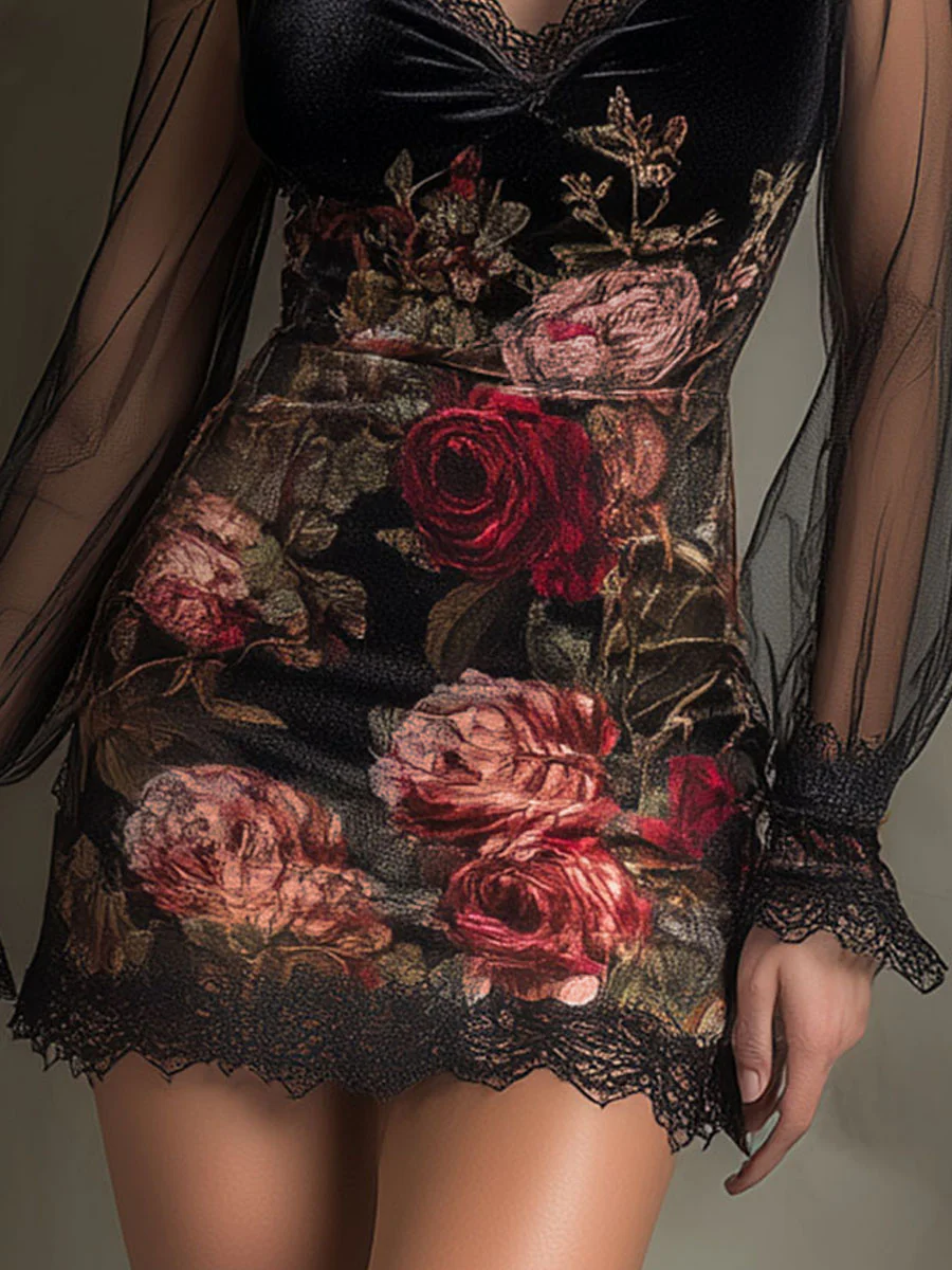 Églantine | Mini Robe à Imprimé Roses
