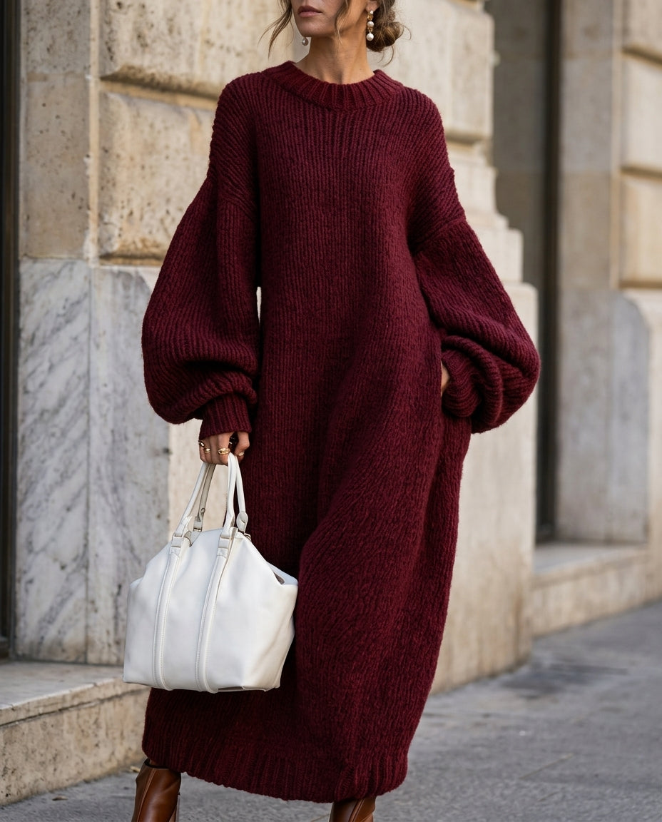 Adèle | Robe Maxi Oversize Côtelée