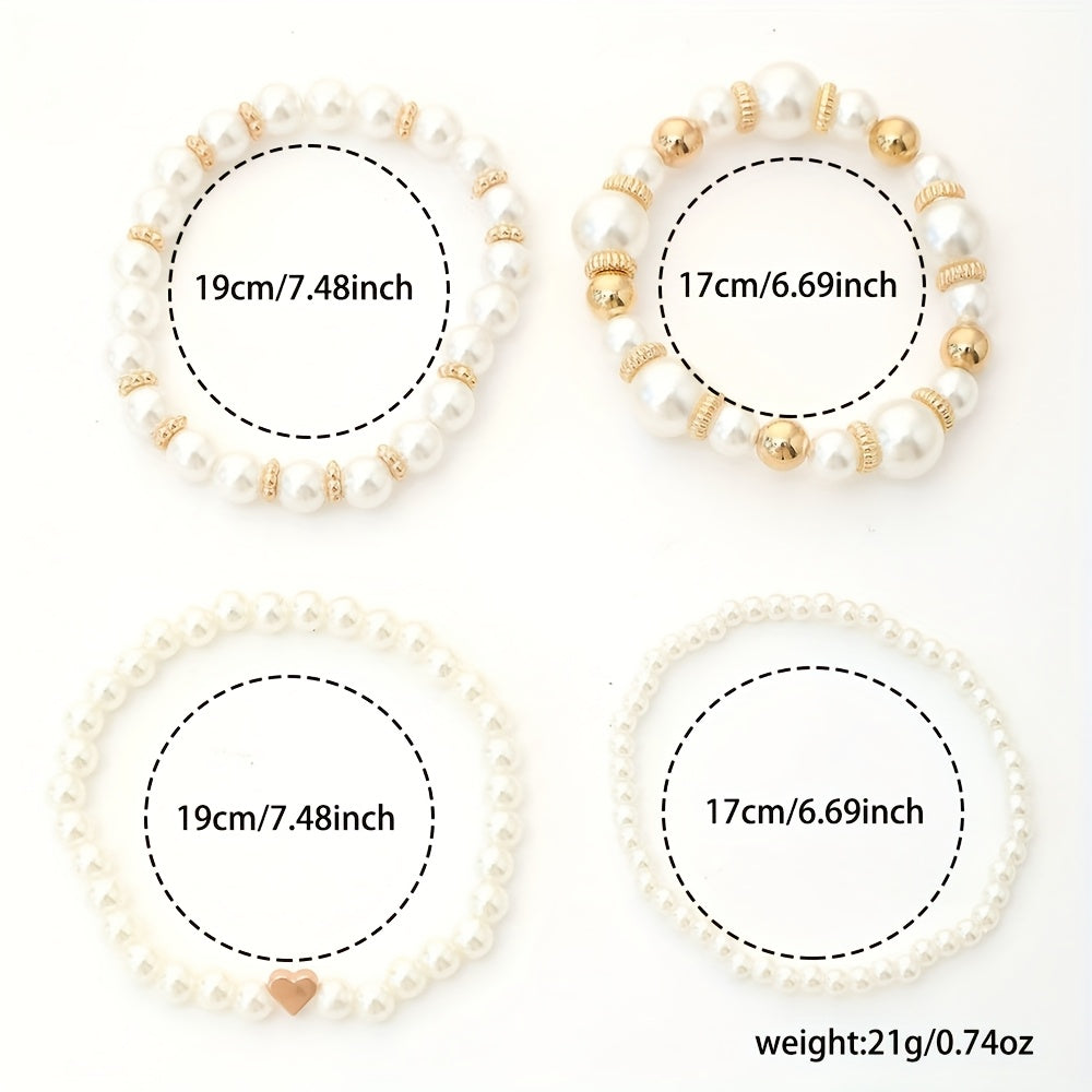 Camille | Set de Bracelets Perles et Cœur