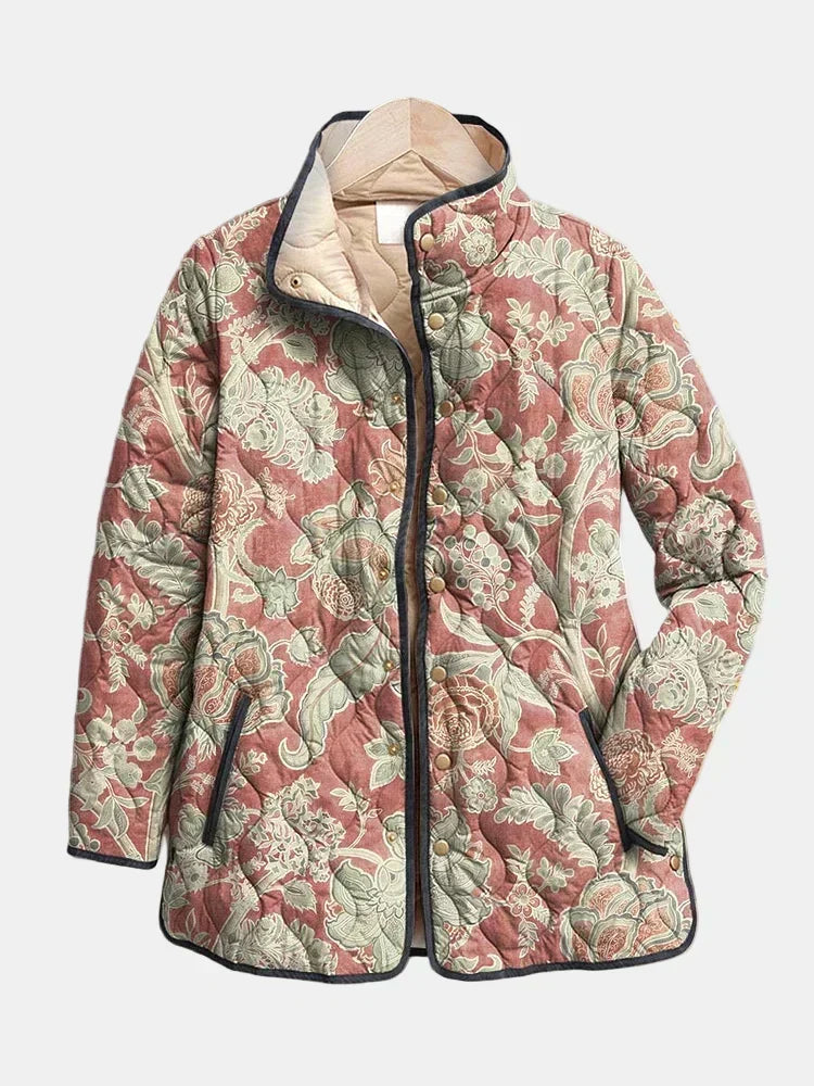 Noélie | Veste Matelassée Décontractée Fleurie Vintage