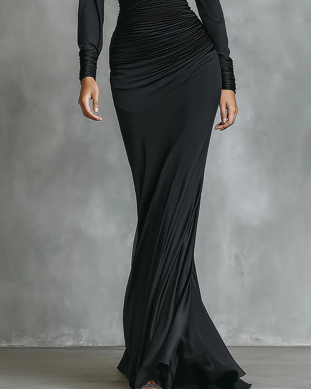 Célina | Robe Longue Une Épaule Noire