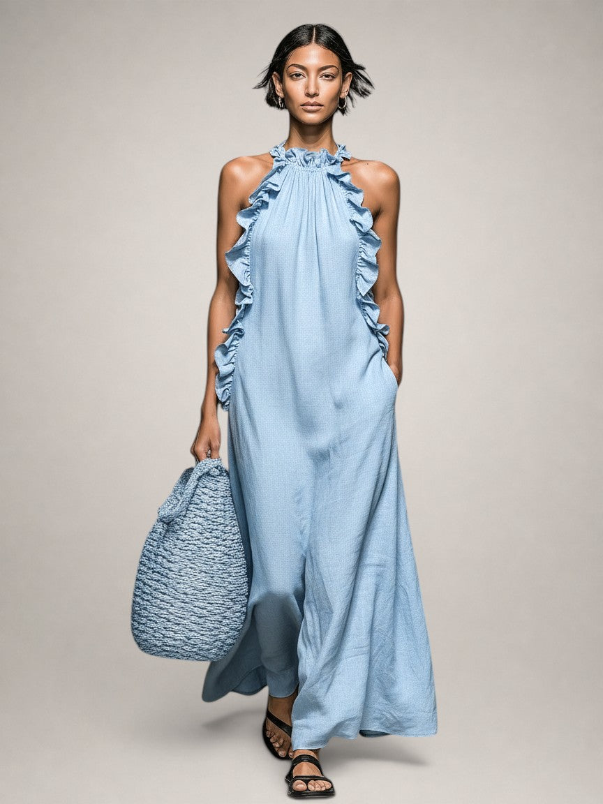 Léonore | Robe Maxi Sans Manches, Volants